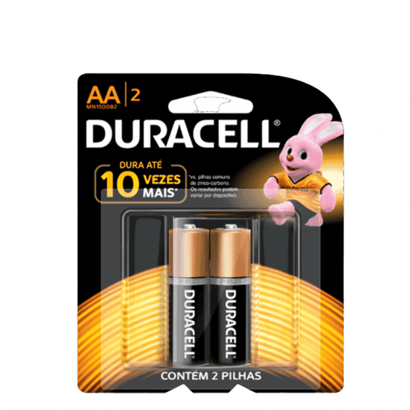 Pilha Alcalina DURACELL pequena AA c/ 2