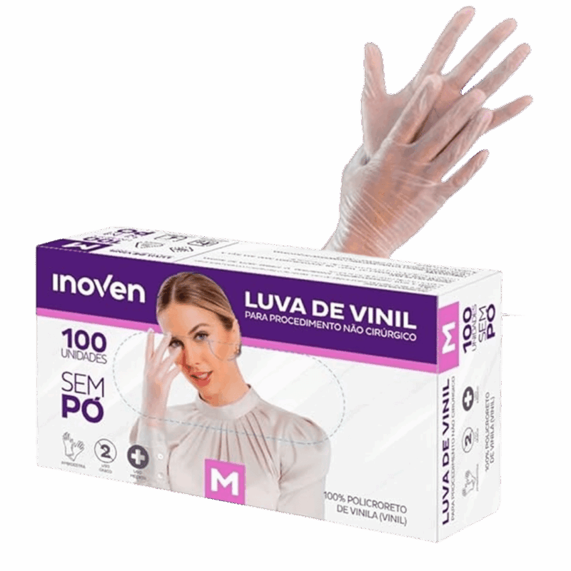 Luva Vinil Inoven sem pó M caixa com 100 unidades - Image 2