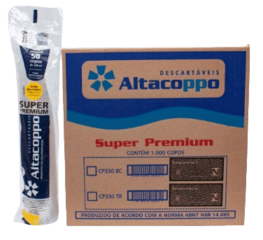 Copo Altacoppo Transparente Liso 330ml caixa com 1.000un