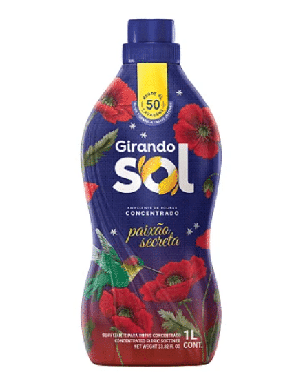 Amaciante Concentrado lilas Paixão Secreta Girando Sol 1L