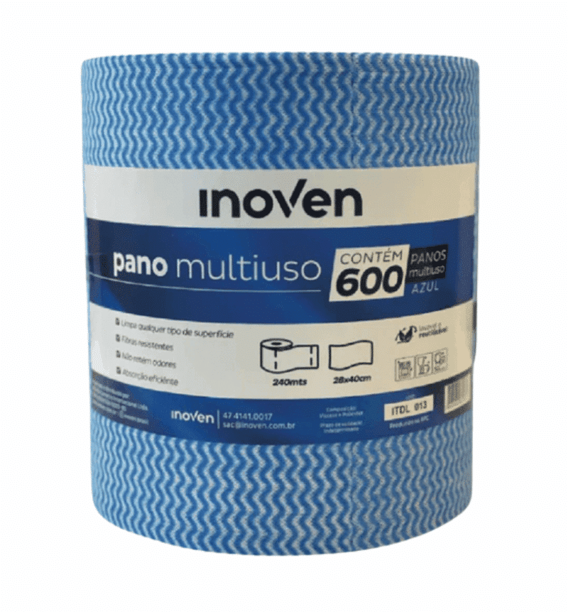 Pano Multiuso Rolo com 240m Azul  Perflex com 600 panos de 28x40cm 35g/m² - INOVEN