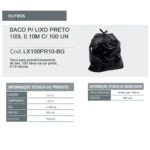 Saco para lixo preto 100L 0.10m com 100 Un - Image 2