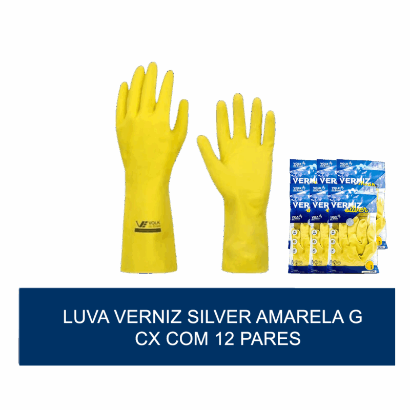 Luva de verniz silver Amarela G - com 12 pares - Image 2