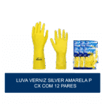 Luva de verniz silver Amarela P - com 12 pares - Image 2