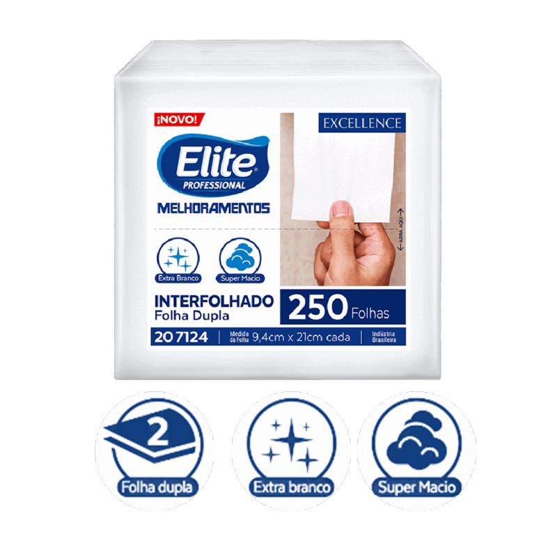 Papel Higiênico Interfolhado Folha Dupla Elite - Pacote Com 250 Folhas - Image 2