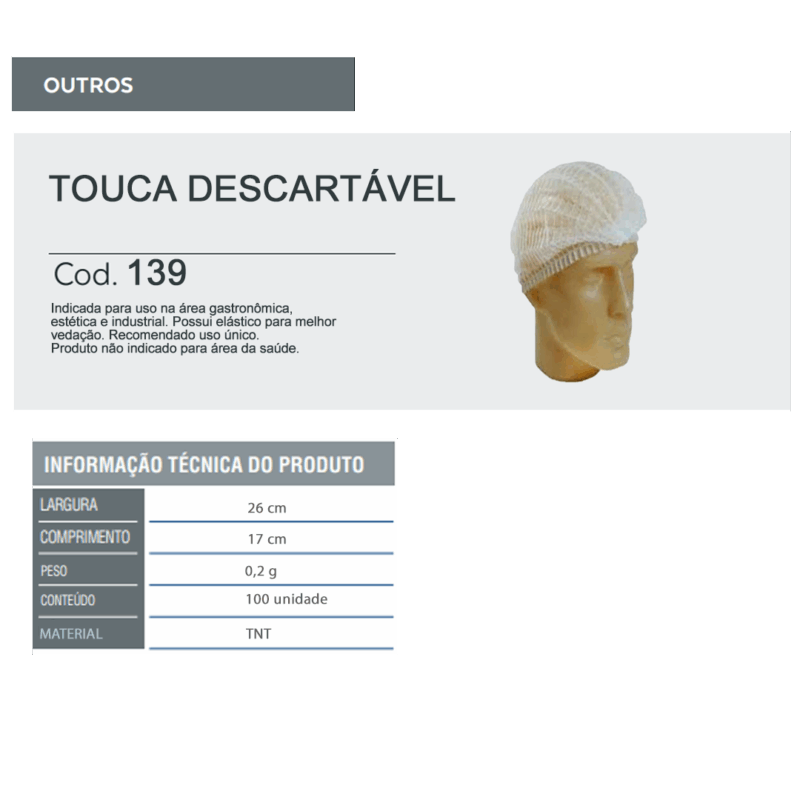 Touca Descartável - Tamanho Unico - c/ 100 Unidades - Nobre - Image 3