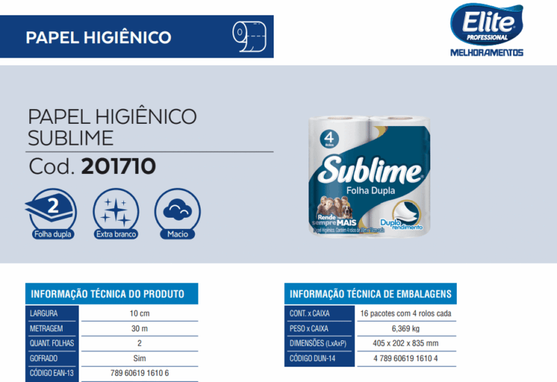 Papel Higiênico Rolo Sublime folha dupla c/ 64 rolos de 30m - Image 2