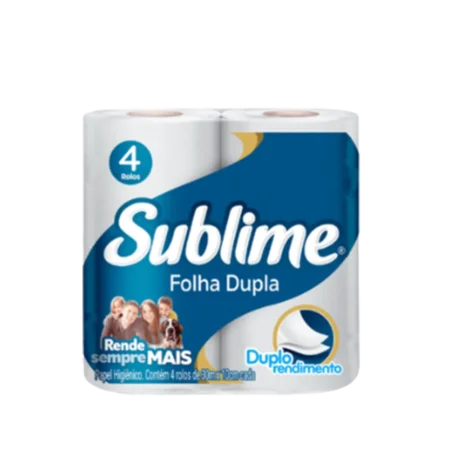 Papel Higiênico Rolo Folha Dupla De 30m Sublime- Pacote Com 4 Rolos