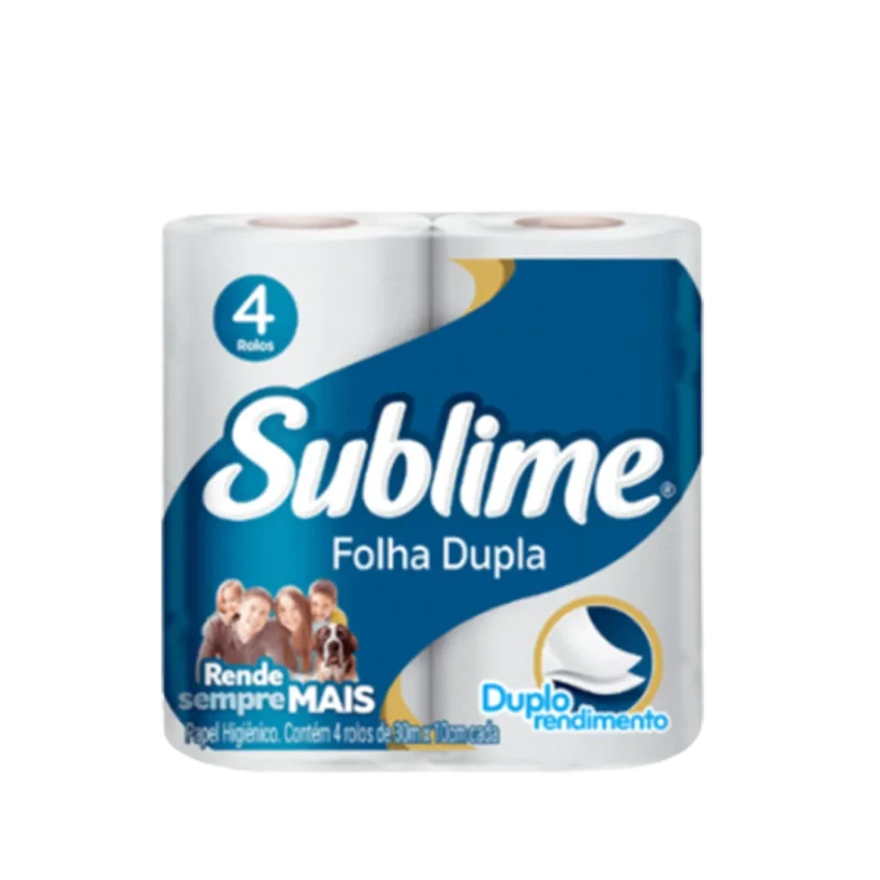 Papel Higiênico Rolo Folha Dupla De 30m Sublime- Pacote Com 4 Rolos