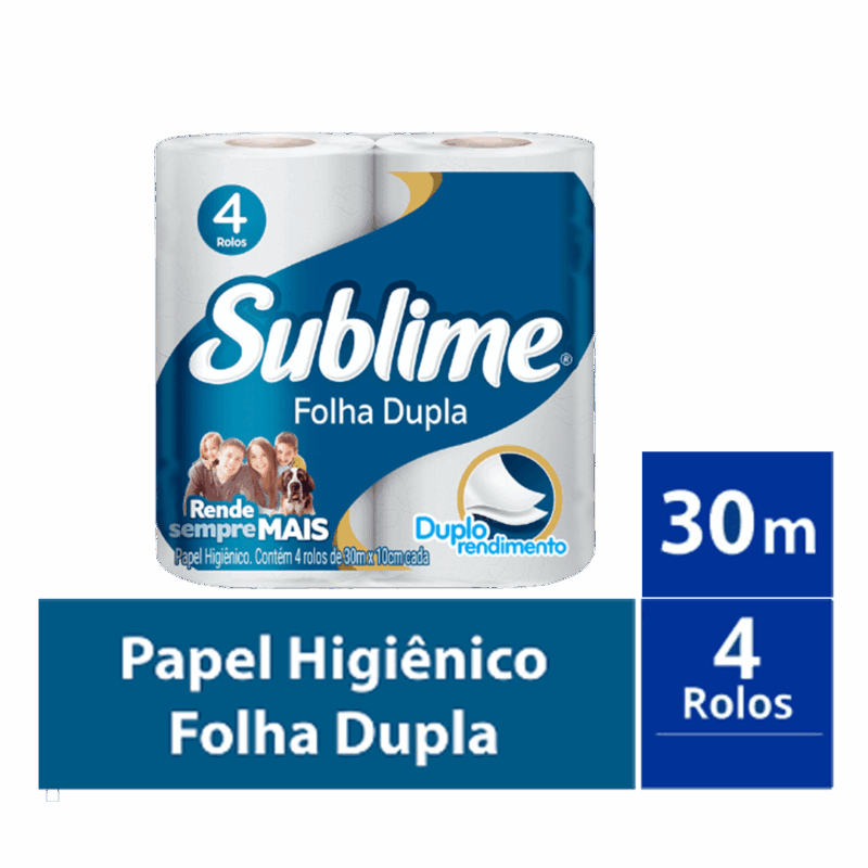Papel Higiênico Rolo Folha Dupla De 30m Sublime- Pacote Com 4 Rolos - Image 2