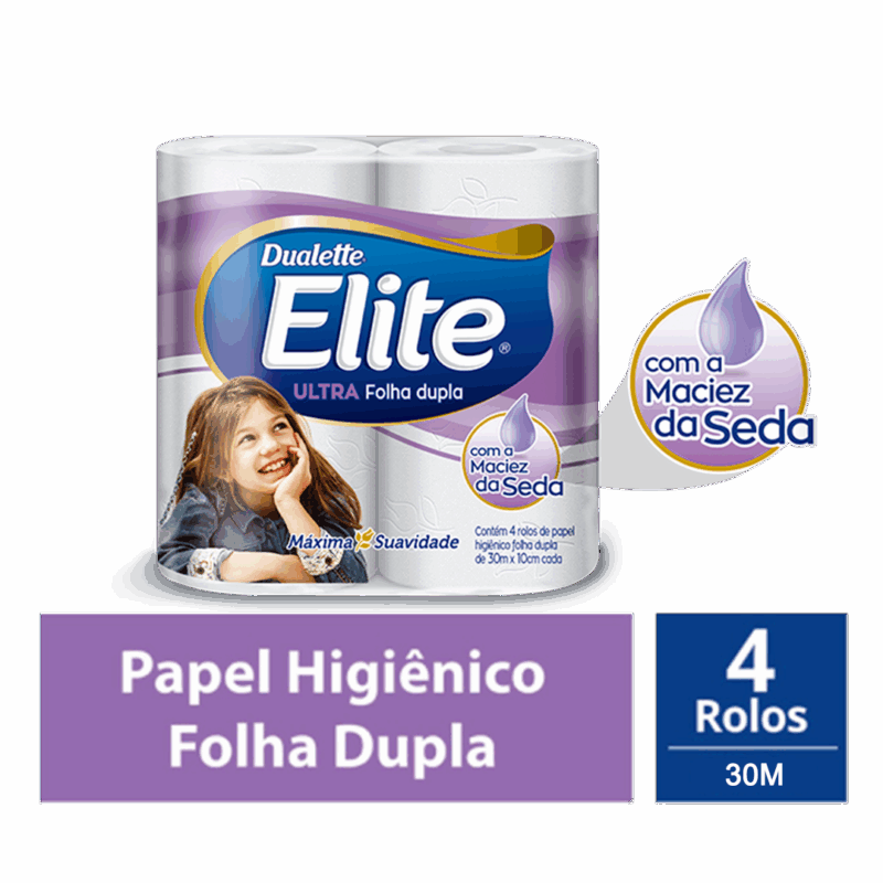 Papel Higiênico Rolo Folha Dupla De 30m Duallete- Pacote Com 4 Rolos - Image 2