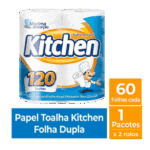 Toalha de papel em rolo kitchen pacote com 2 rolos - total 120 folhas - Image 2