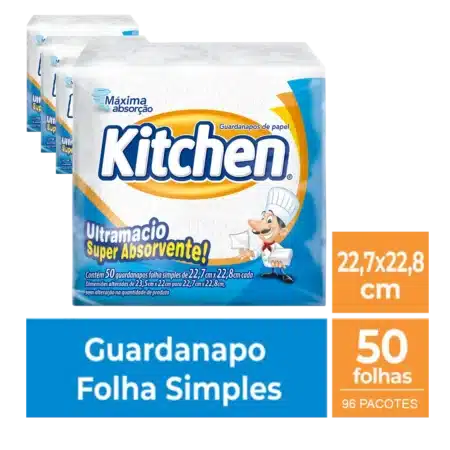 Guardanapo Kitchen Pequeno c/ 96 pacotes - Tamanho folha: 22,7x22,8 cm