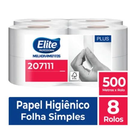 Papel Higiênico Rolo Melpaper Folha Simples c/ 8 rolos de 500 metros