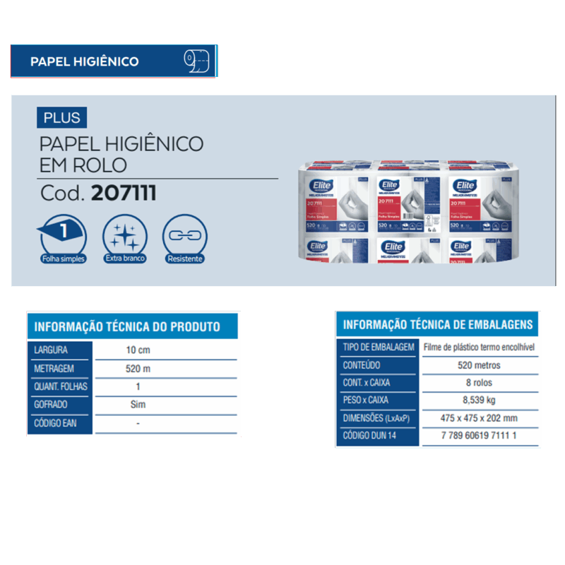 Papel Higiênico Rolo Melpaper Folha Simples c/ 8 rolos de 500 metros - Image 3