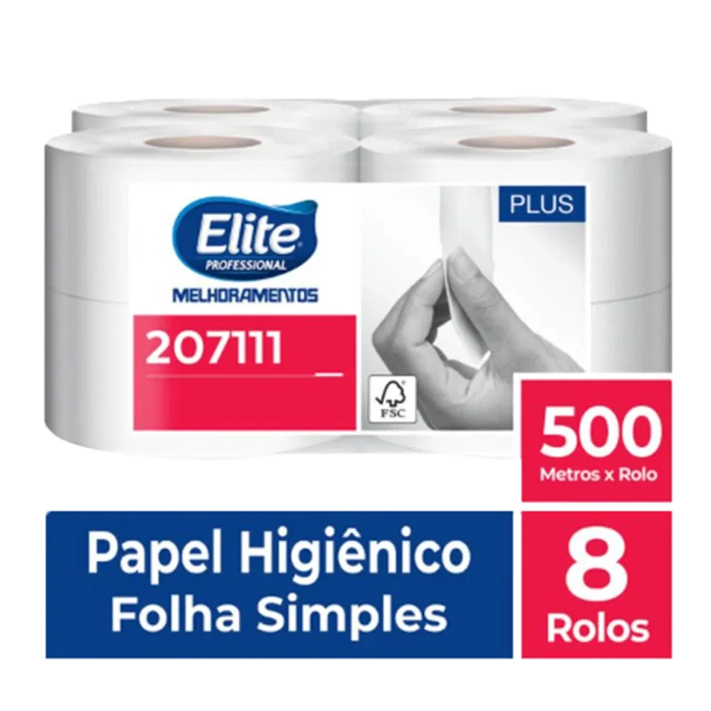 Papel Higiênico Rolo Melpaper Folha Simples c/ 8 rolos de 500 metros