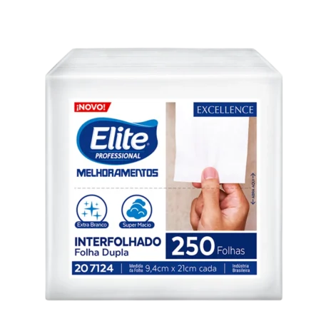 Papel Higiênico Interfolhado Folha Dupla Elite - Pacote Com 250 Folhas