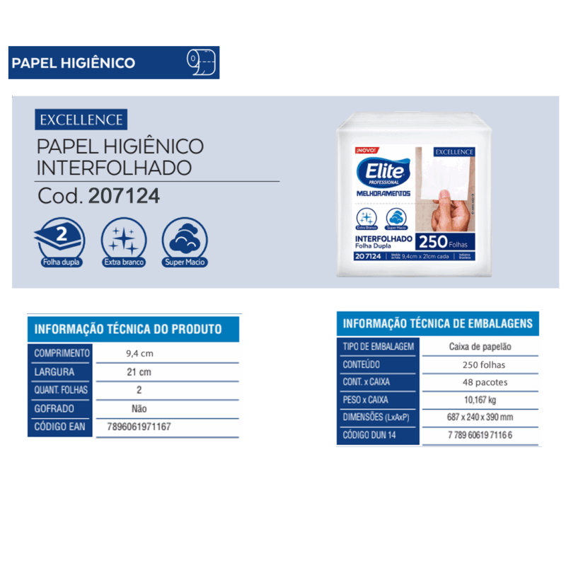 Papel Higiênico Interfolhado Folha Dupla c/ 48 pacotes de 250 folhas - Image 3
