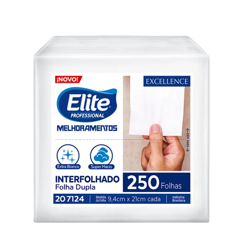 Papel Higiênico Interfolhado Folha Dupla Elite - Pacote Com 250 Folhas