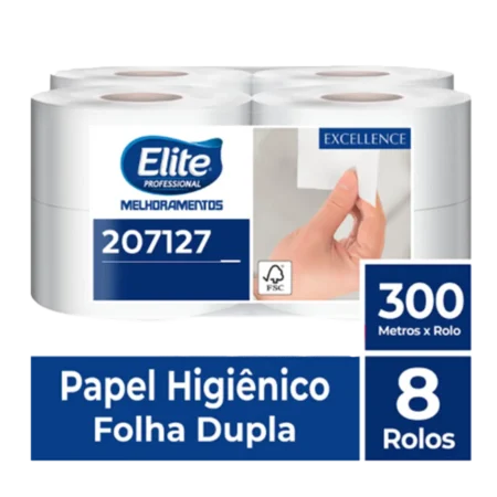 Papel Higiênico Rolo Melpaper Folha Dupla c/ 8 rolos de 300 metros