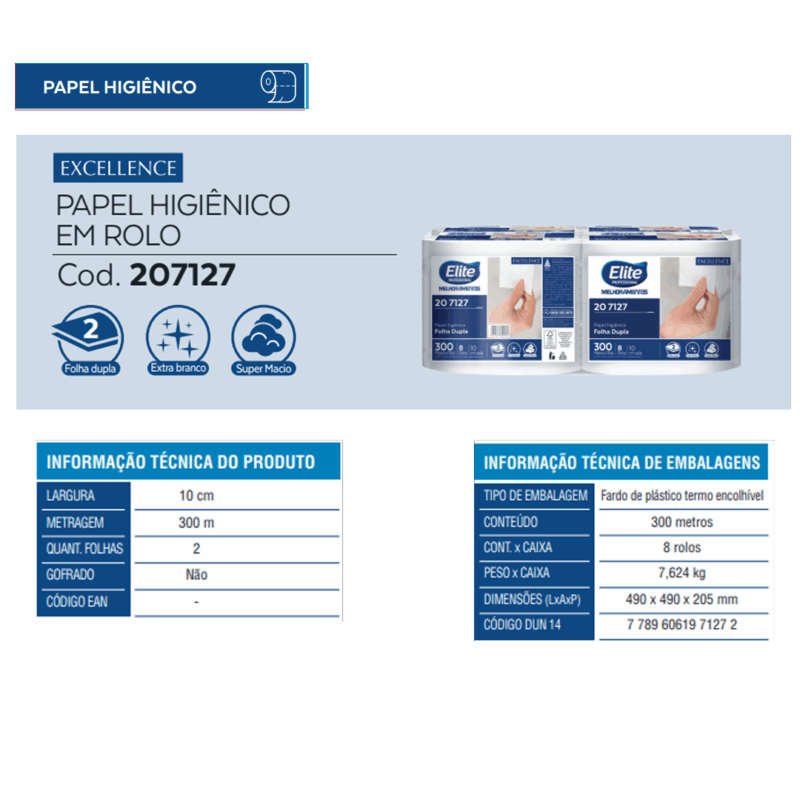 Papel Higiênico Rolo Melpaper Folha Dupla c/ 8 rolos de 300 metros - Image 3