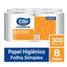 Papel Higiênico Rolo Snack Folha Simples c/ 8 rolos de 300 metros