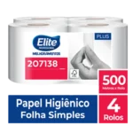 Papel Higiênico Rolo Plus Folha Simples c/ 4 rolos de 500 metros