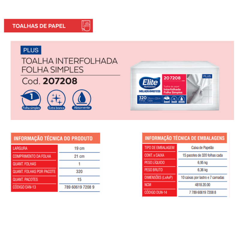 Toalha de Papel Interfolhado Plus c/ 15 pacotes de 320 folhas - Image 3