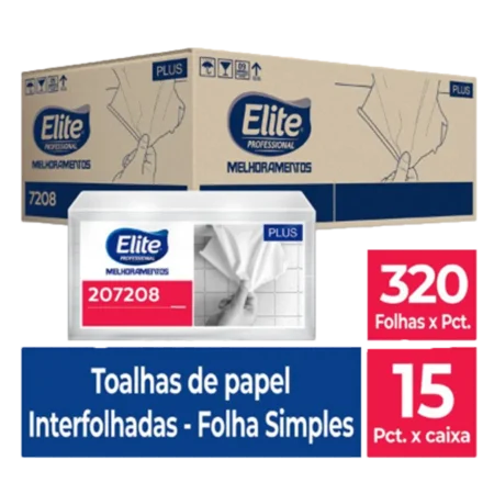 Toalha de Papel Interfolhado Plus c/ 15 pacotes de 320 folhas