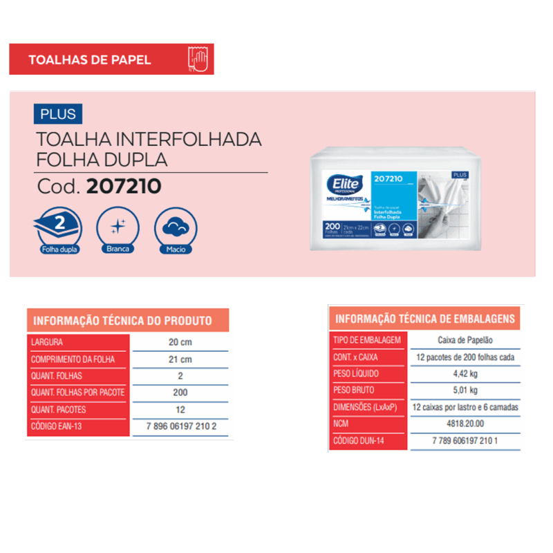 Toalha de Papel Interfolhado Plus - Folha Dupla c/ 12 pacotes de 200 folhas - Image 3