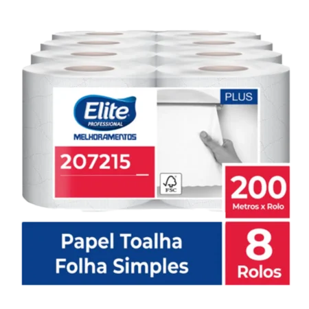Toalha de Papel Rolo Melpaper -folha Simples c/ 8 rolos de 200 metros