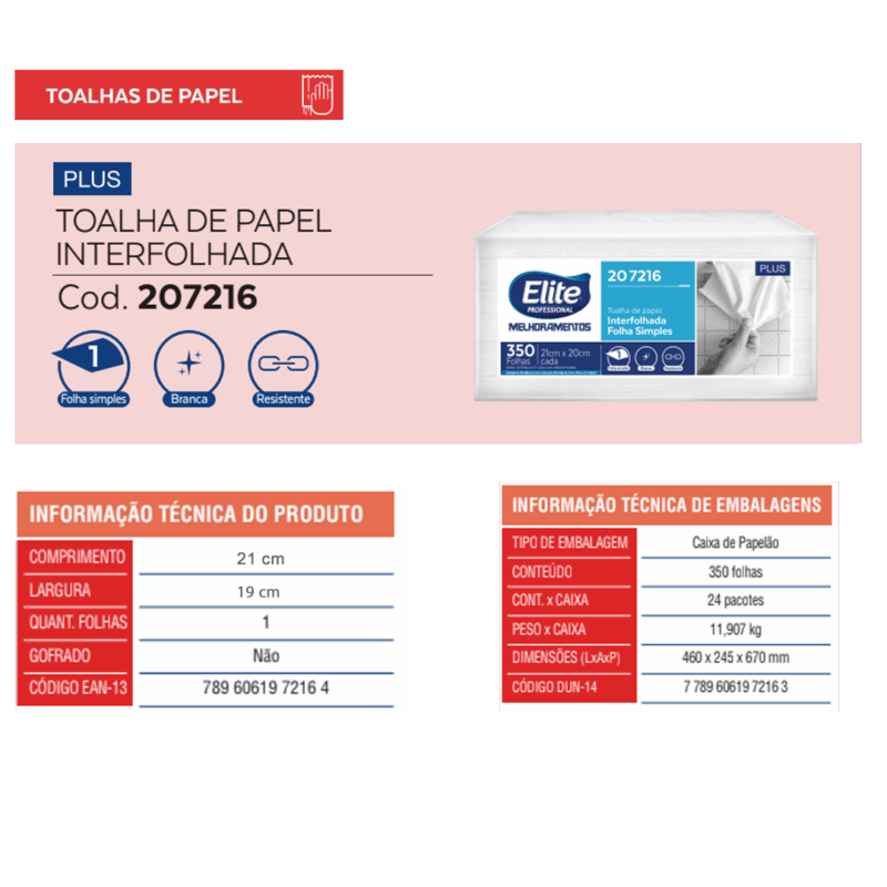 Toalha de Papel Interfolhado Plus c/ 24 pacotes de 350 folhas - Image 3