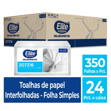 Toalha de Papel Interfolhado Plus c/ 24 pacotes de 350 folhas