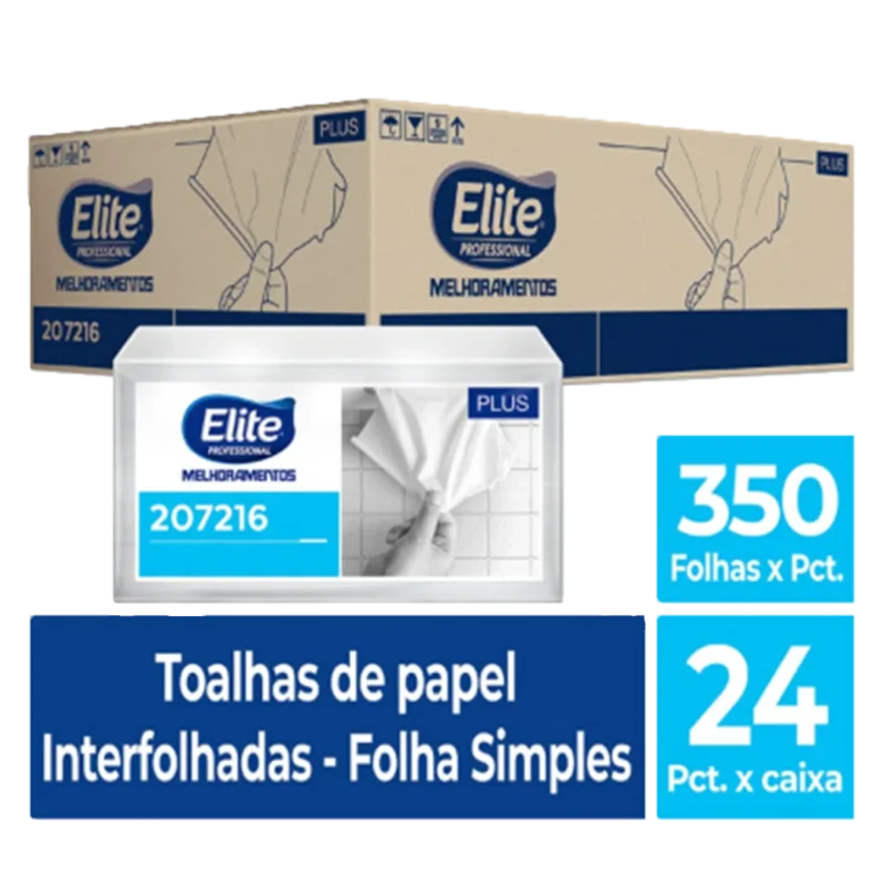 Toalha de Papel Interfolhado Plus c/ 24 pacotes de 350 folhas