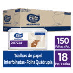 Toalha de Papel Interfolhado Excellence - Folha Quadrupla c/ 18 pacotes de 150 folhas
