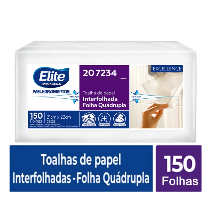 Toalha De Papel Interfolhado Folha Quadrupla - Pacote 150 Folhas - Image 2