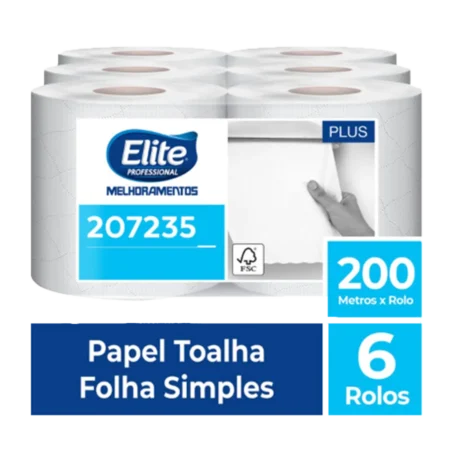 Toalha de Papel Rolo - Folha Simples c/ 6 rolos de 200 metros