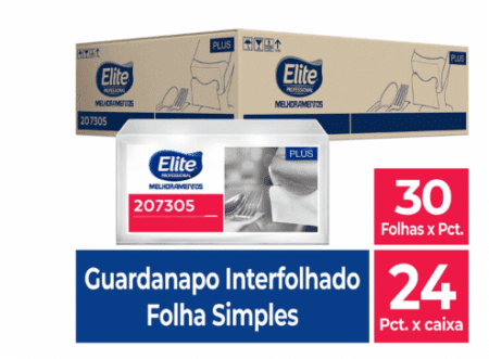 Guardanapo interfolhado folha simples fast food com 24 pacotes de 300 folhas