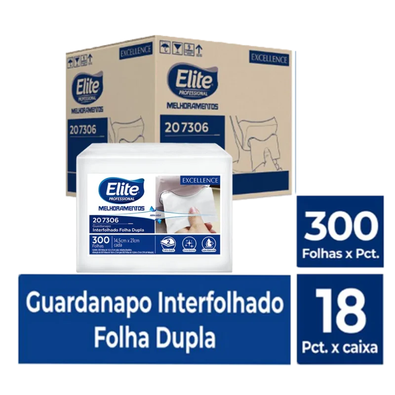 Guardanapo Interfolhado Folha Dupla c/ 18 pacotes de 300 folhas - Fast Food - Tamanho folha: 14,5 x 21 cm