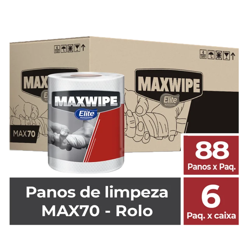 Toalha Papel Rolo Maxwipe Max70 c/ 6 pacotes de 88 folhas