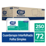 Guardanapo Interfolhado Suite Folha Simples c/ 72 pacotes de 250 folhas - Tamanho folha: 10 x 21 cm