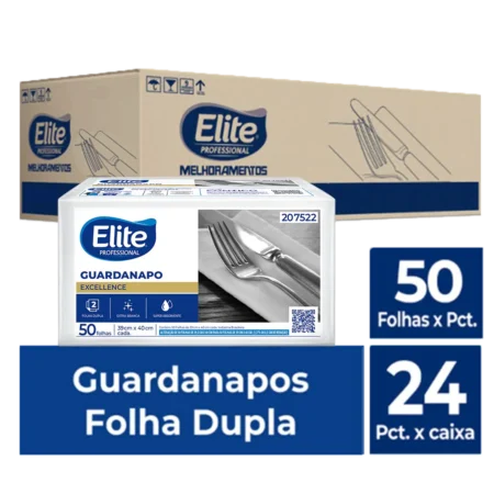 Guardanapo Folha Dupla Excellence c/ 24 pacotes de 50 folhas - Tamanho:39 x 40 cm