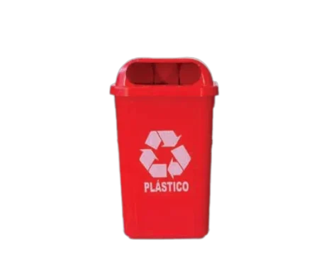 Coletor 50L vermelho c/ suporte plastico com adesivo - Bralimpia