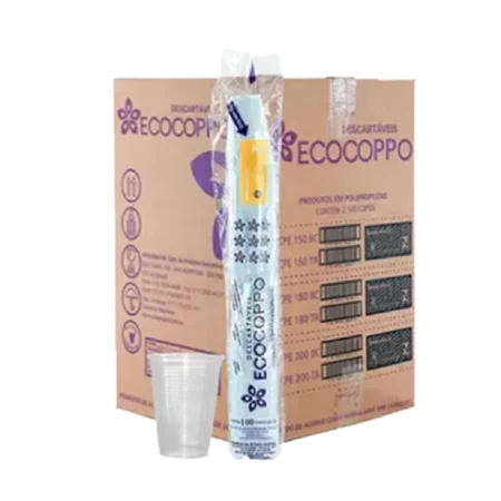 Copo Descartável Transparente - 180ml - c/ 25 pacotes de 100 un