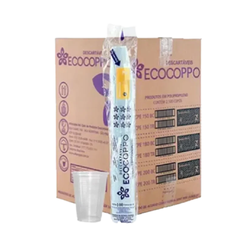 Copo Descartável Transparente - 180ml - c/ 25 pacotes de 100 un