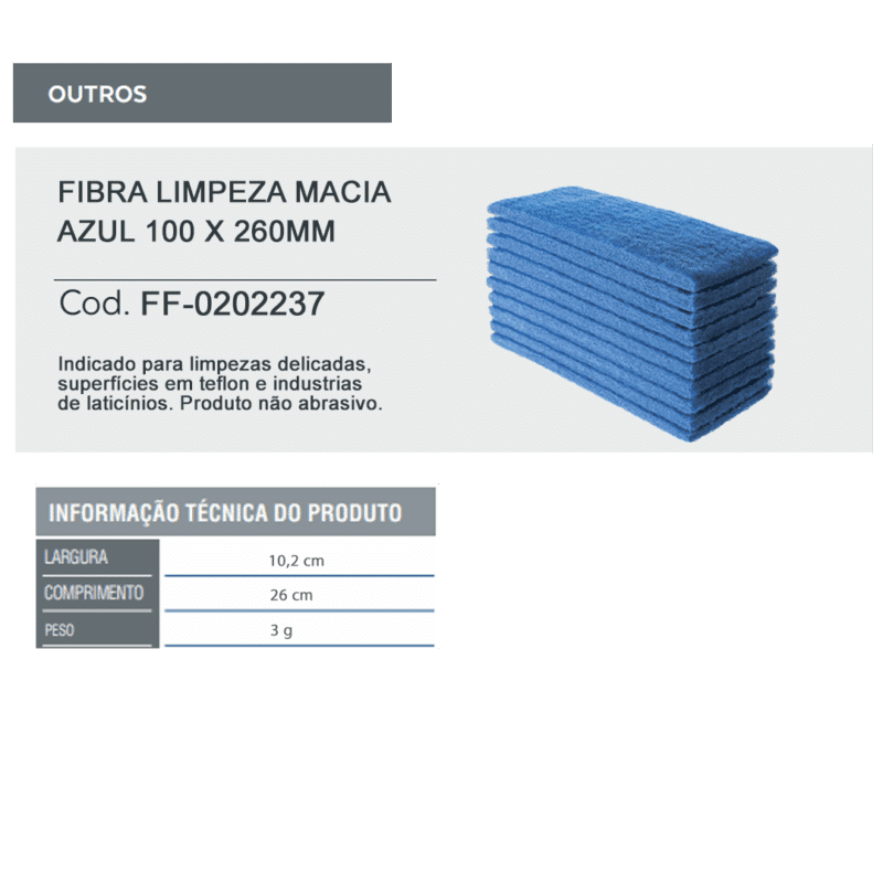 Fibra Limpeza Macia Azul 100 x 260mm - Unidade - SuperPro - Image 2