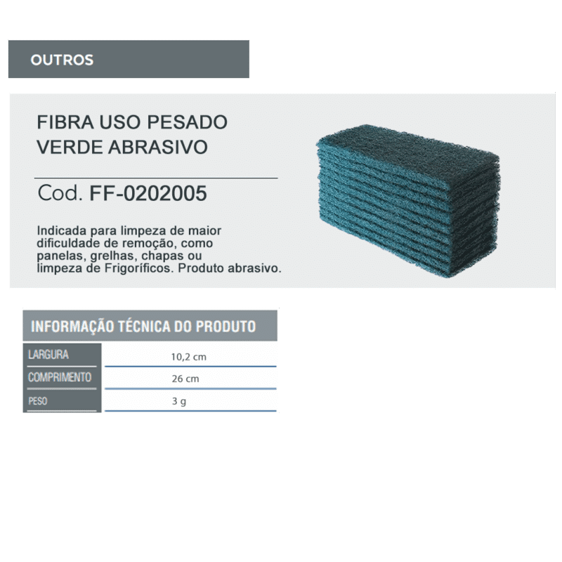 Fibra Uso Pesado Verde Abrasivo 100 x 260mm - Unidade - SuperPro - Image 2