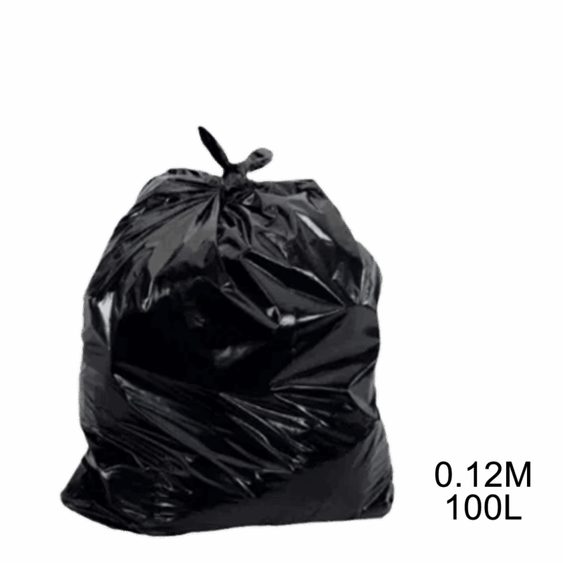 Saco para lixo preto 100L 0.12m com 100 unidades