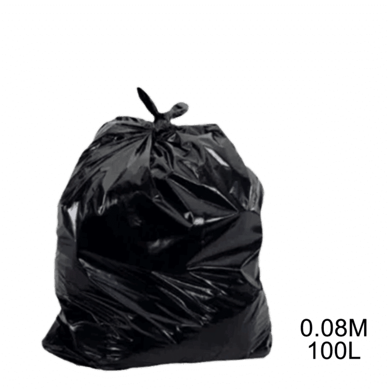 Saco para lixo preto 100L 0.08m com 100 unidades