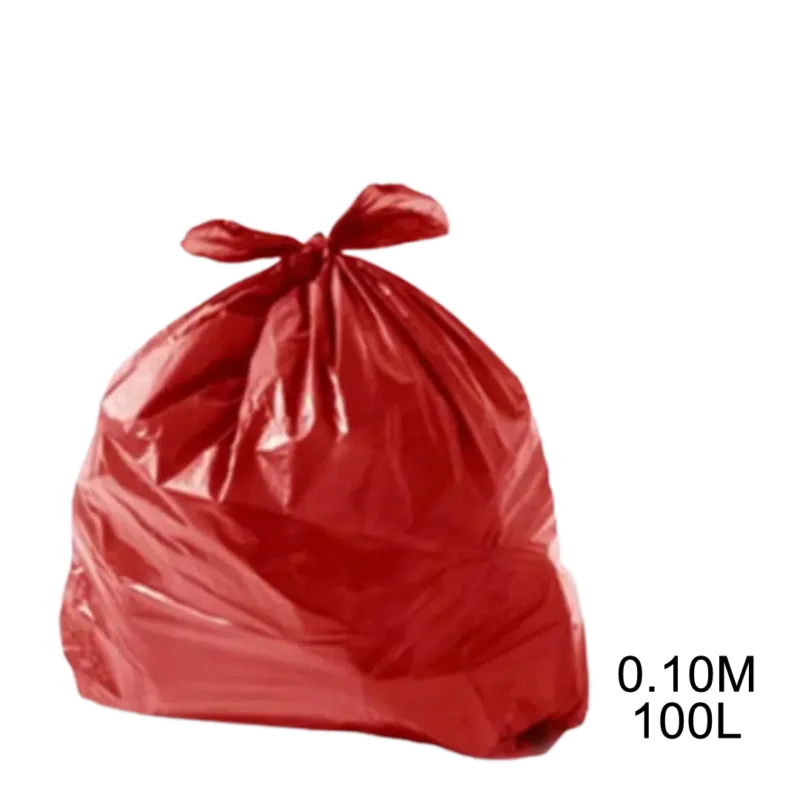Saco para lixo vermelho 100L 0.10m com 100 unidades